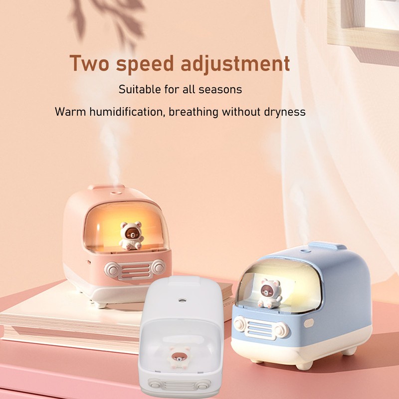 Cute Small Humidifier 350ml Bear Bus Shape USB Charging Portable