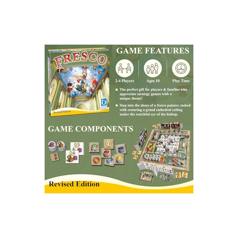 Queen Games Fresco Strategy Board Game, Art Restoration Family Board