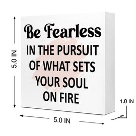 Be Fearless in The Pursuit of What Inspirational Wooden Sign Desk Decor,Positive Wood Block Sign,Motivational Wooden Block Plaque Sign Desk Decorations for Home Office Desk Shelf Table Decor Q789