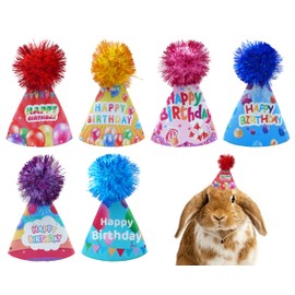 JpGdn 6pcs/Pack Mini Dog Happy Birthday Hats Party Hats for Small Puppies Doggie Cats Kittens Rabbit Boy Girl Birthday Costume Accessories