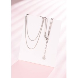 Happiness Boutique Women's Multi-Layer Chain Silver Colour Filigree Double Row Chain Minimalist Jewellery Stainless Steel, Stainless Steel