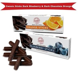 Sweets Candy Sticks Dark Chocolate Orange an Dark Chocolate Blueberry Pack of 2
