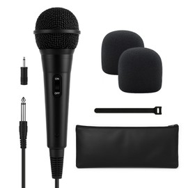 Bowens Wired Dynamic Microphone - Vocal Mic with 15ft Cable and 1/4-Inch to 3.5mm Adapter, Cardioid Karaoke Microphone for Singing, DJ, PA System, Podcasting, Public Speaking Microfono