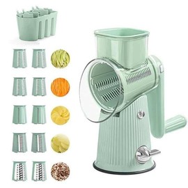 Rotary Cheese Grater, Manual Kitchen Tool (Light Green)