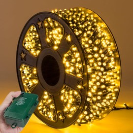 Quntis 82FT 1000LED Ultra Bright Battery Operated Christmas Lights Outdoor - Uses C Batteries (Not Included), Waterproof 8 Modes Christmas Tree Lights with Timer for Weeding Party, Warm White