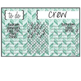 Chore Chart Herringbone Teal Wall Cling