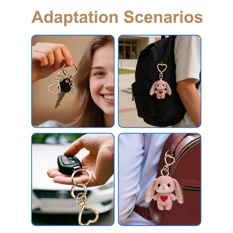24 Pcs Heart Shaped Keychain Clip, Swivel Lobster Clasp Gold