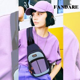 FANDARE Unisex Sling Bags Chest Shoulder Bag Small Daypacks Women Men Crossbody Bags Cover Pack Rucksack Casual Daypacks for Travel Hiking Bicycle Sport Gym Daypacks with Earphone Hole Dark Blue