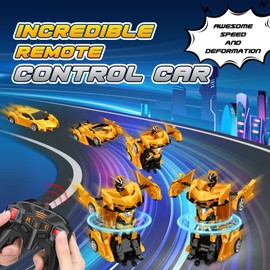 Braxel 2 in 1 Transforming Remote Control Cars, Kids Toys for 3-12 Year Old Boys, 2,4GHz, 360° Rotation, Robot RC Car Boys Toys, 3-10 Year Old Boy Girls Gifts Birthday Presents - Yellow