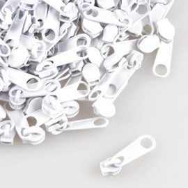 Dzxin #3 Nylon Zipper Sliders, 30 Piece Replacement Metal Zipper Pulls (White)