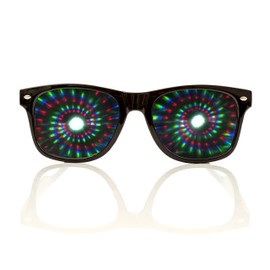 Alternative Imagination Spiral Diffraction Glasses - for Raves, Festivals, Holiday Lights - Black Frame