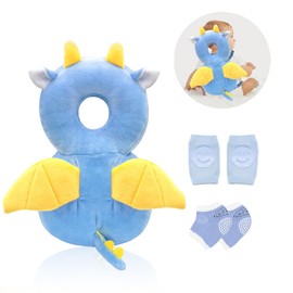 HDKAJL Baby Head Protection Backpack, Baby Head Protection Backpack, Adjustable Protective Cushion Baby, Breathable Baby Head Protective Pad with Knee Pads, Baby Fall Protection for Children from 4 to