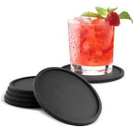 Noguez. Posavasos para Mesa, Set de 6 Piezas. Portavasos de Silicona Antideslizantes, Protección para Mesa, Ideal para Bar, Hogar, Restaurante o Cafetería. Tamaño Universal de 100x4mm (Negro)