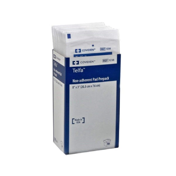 COVIDIEN Non-Adherent Dressing Telfa Ouchless Cotton 3 X 8" Sterile (#1238, Sold Per Box)