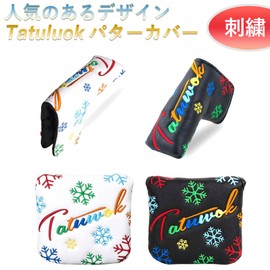 Golf Headcover Putter Cover Mallet Pin Magnetic Closure Colorful Snowflakes (Pin Type,Black)