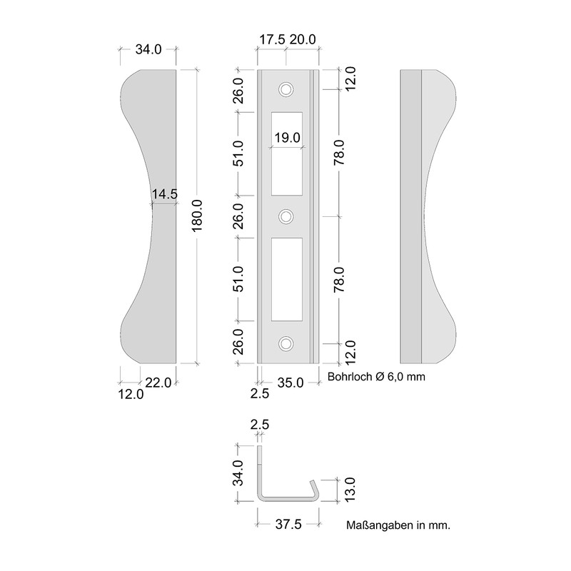Gedotec Angle Strike Plate Stainless Steel Lug Strike Plate for