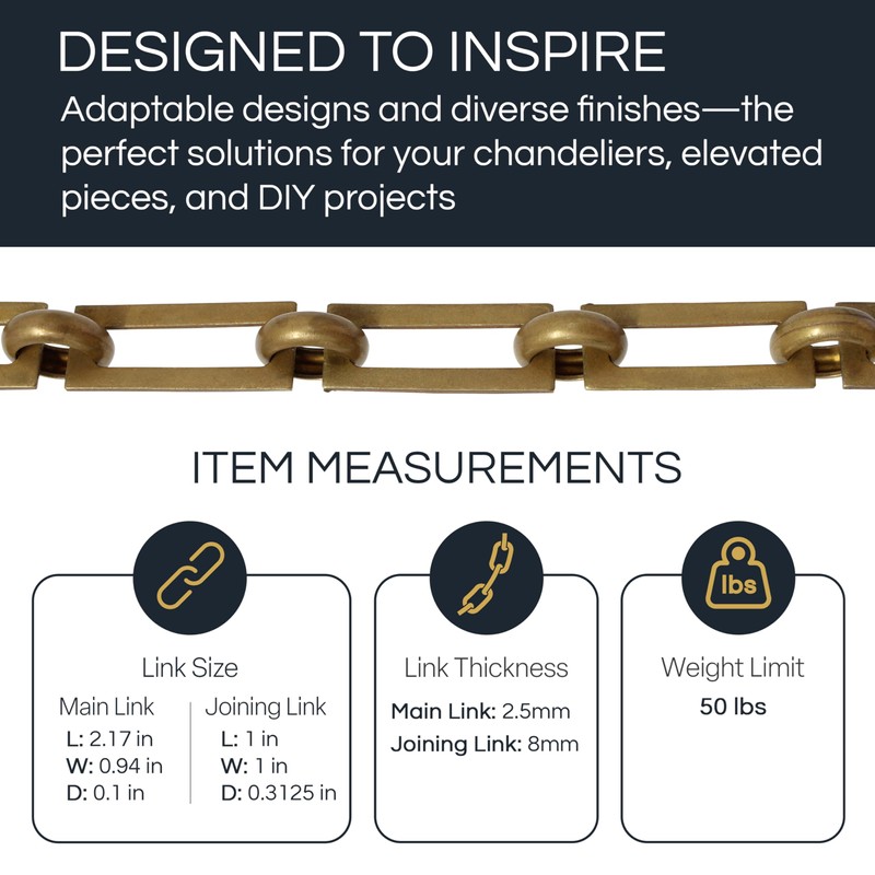 RCH Hardware Decorative Oil Bronzed Black Solid Brass Chain for