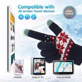 Veni Masee women's warm winter wool touchscreen gloves, with thermal soft lining and elastic cuffs -