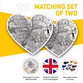 2 x Heart Stickers 15 cm - Houston Urban Street Map USA Fun Decals for Laptops,Tablets,Luggage,Scrap Booking,Fridges, 3365