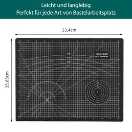 COOZEE Cutting Mat A4, 23 x 30 cm, 5-Layer Self-Healing Cutting Mat, Craft Mat, Cut Resistant, Craft Mat, Desk Mat and Cutting Mat for Sewing, Black