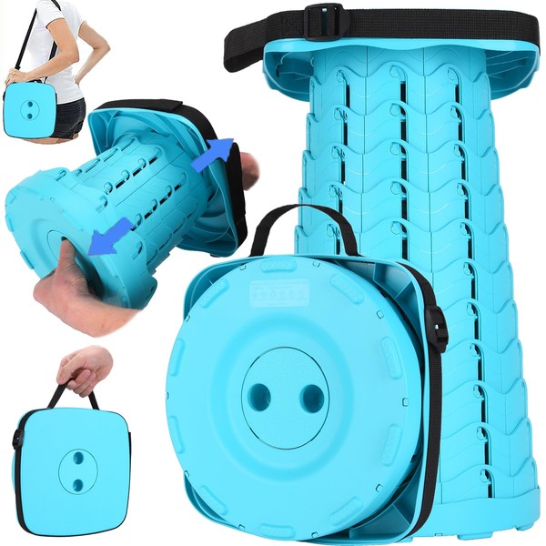 Fishboy Upgraded Square Collapsible Stool for Adults,Portable Retractable Folding Telescoping