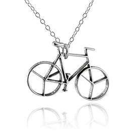 FashionJunkie4Life Sterling Silver Bicycle Bike Pendant Necklace, 18" Chain