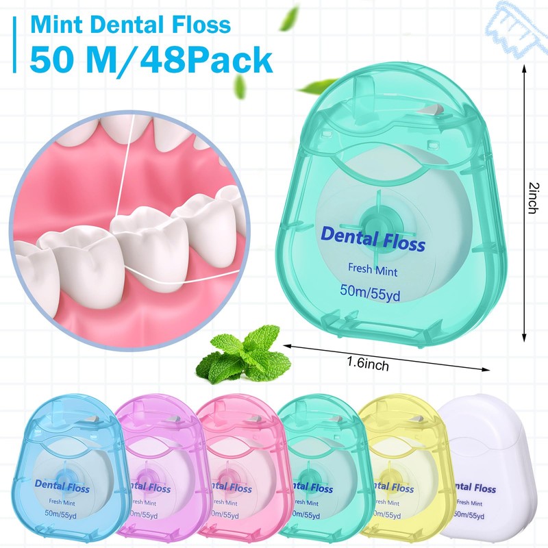 Mimorou 48 Pack Dental Floss Bulk 50m Each Mint Travel
