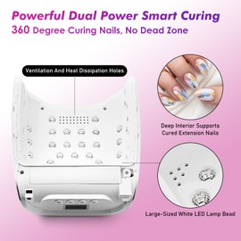 Purtato Professional Cordless Rechargeable UV LED Nail Lamp with 4 Timer Setting and 126W High Power Quick Drying Nail Dryer (Plating Silver)