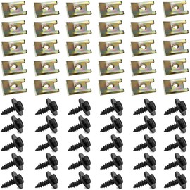 60 Pieces Stainless Steel Sheet Nuts, 30 Sets Screw Nut Clip Snap Nut Set, Spring Sheet Metal Nuts, Thread Clip Nut Set, Body Sheet Metal Nuts, Black