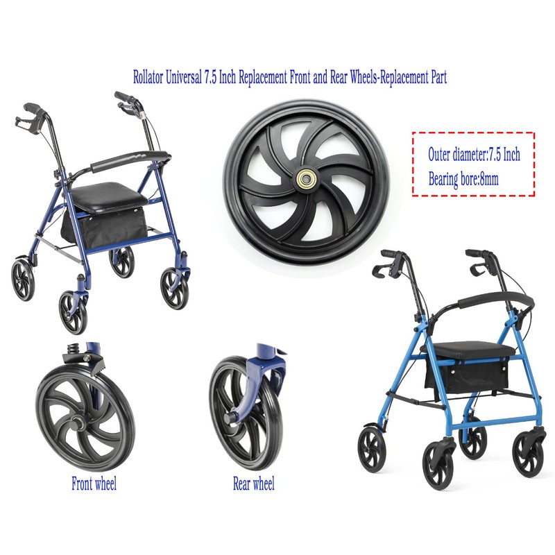 Rollator 7.5 in wheels,7.5 inch front and rear replacement wheels