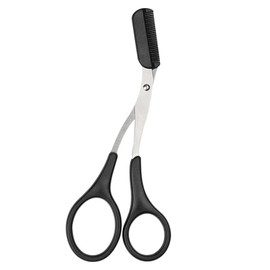 1 Pcs Stainless Steel Eyebrow Trimmer Scissors with Eyelash Comb, Precision Beauty Tool for Men and Women, Black