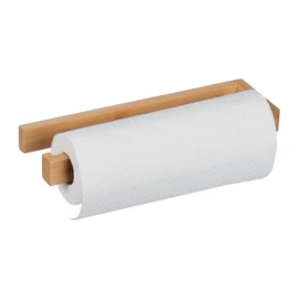 Relaxdays Kitchen Roll Holder Wall, Bamboo Roll Holder for Kitchen, Kitchen Paper Holder, No Drilling, HBT: 3 x 31 x 9 cm, Natural