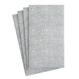 Caspari Jute Paper Linen Guest Towels in Charcoal, Pack of 12, (9762GG)