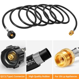 GasSaf 15FT Propane Hose, Propane Adapter Hose 1lb to 20lb Connection, Propane Tank Hose Suitable for Weber Q Grills, Blackstone Griddles, Coleman Stoves, Mr Heater Buddy & More