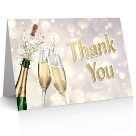 24 x Adult Party Thank You Cards - Champagne Theme, Great for Anniversary, Weddings and Birthdays. Eco Friendly and Designed and Printed on the UK