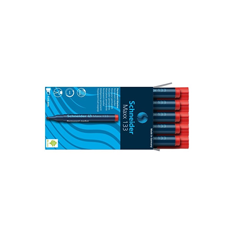Marcador permanente Schneider maxx 133 punta biselada 1-4mm rojo