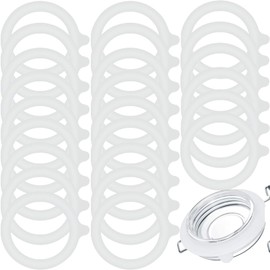 WHTCHSU 24 Pieces Rubber Seals Rings for Glass Jars, Airtight Silicone Replacement Gasket for Jars, Leakproof Silicone Gasket Sealing Rings for Mason Jars, Elastic and Fits Most Sizes (White)