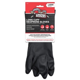 Grease Monkey Neoprene Long Cuff Gloves, Large, For washing dishes, cleaning cars, handling chemicals, or for extra grip,Black