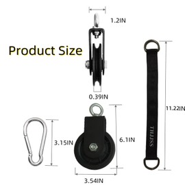 Sistema de polea de cable de peso, gimnasio, rueda de polea giratoria de 360 grados, polea silenciosa de 3.5 pulgadas, cable de 59 pulgadas y correas de hamaca de mosquetón para equipos de gimnasio en