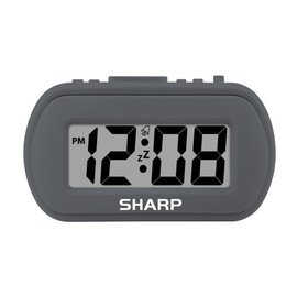 Sharp Digital Alarm Clock – Tactile Plastic Case with Soft Rubberized Finish - Battery Operated – Blue Backlight on Demand – Ascending Alarm – Easy to Use – Charcoal Black