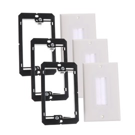 SHINEOFI 3pcs Single Brush Wall Plates with Gang Low Voltage Mounting Brackets Decora Brush Wall Plate for Professional Wiring Heavy Duty Material for Cable Management