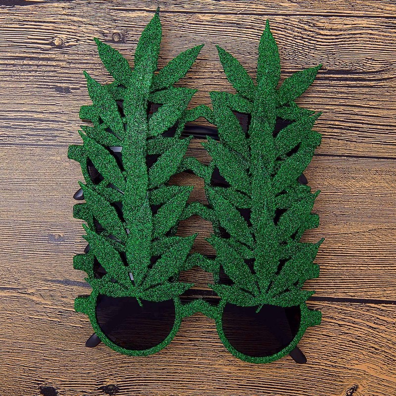 5 pares de gafas de marihuana con purpurina para disfraz