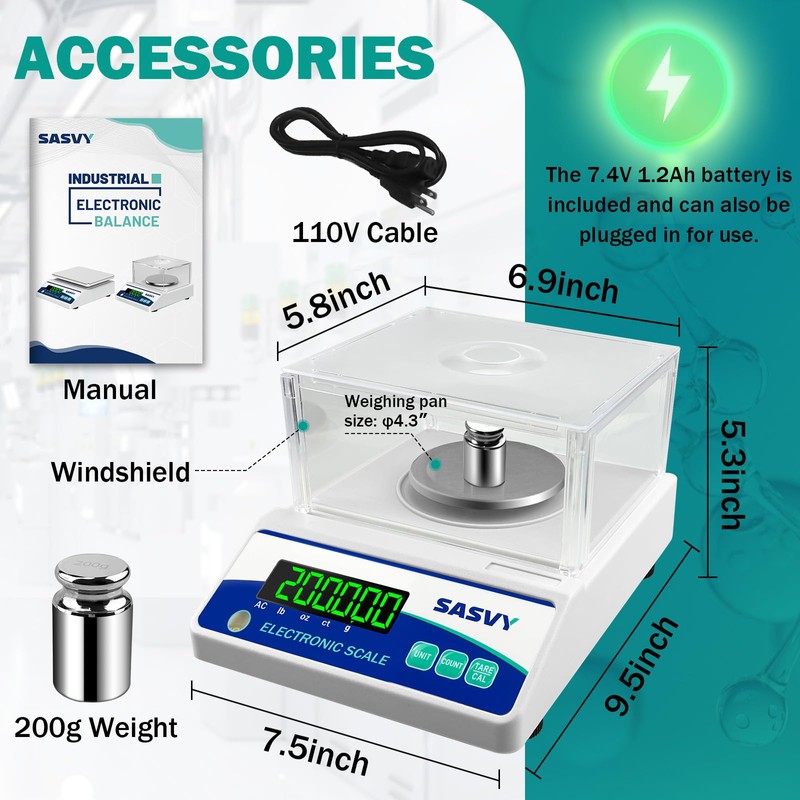 SASVY Lab Scale 500g x 0.001g Scientific Scale g/oz/ct/lb High
