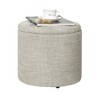 Adeco 14.6" Round Storage Tufted Ottomans with Removable Lid, Harbor