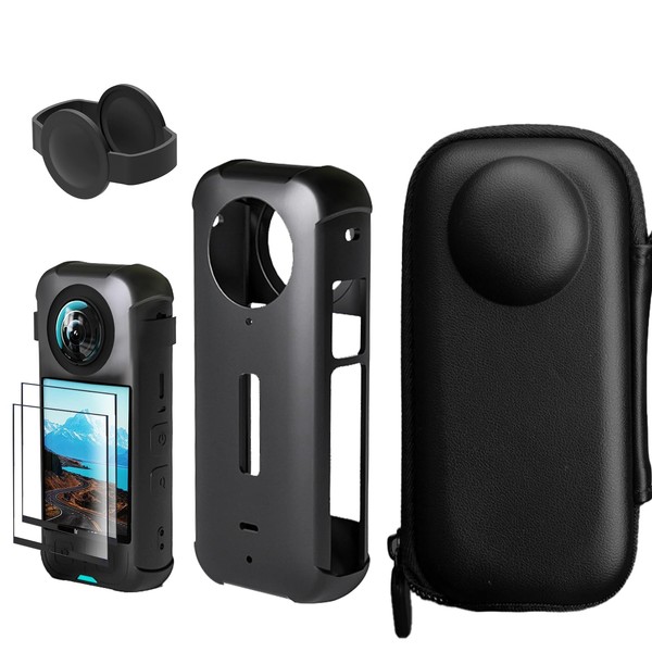 DGUSO Insta360 X3 Accessories 6-in-1 Insta 360 X3 Accessory Kit, Insta360 X3 Lens Protector Insta360 X3 Case, Insta360 X3 Case with Carabiner, Screen Protector Insta360 One X3 Accessories for Insta360
