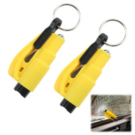 2PCS Auto-Sicherheits-Schlüsselanhänger, Nothammer mit Gurtschneider, Sicherheits Rettungswerkzeug am Schlüsselbund, Fensterbrecher und Sicherheitsgurtschneider, Gelb