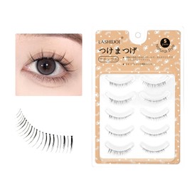 LASHIDOL False Eyelashes, Natural, Lower Eyelashes, Around the Eyelashes, Thin, Transparent Shaft, Handmade, Natural (Bottom lash no.03)
