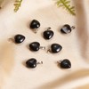 BEEFLYING 10 Pcs Natural Gemstone Heart Pendant Charms Black Agate