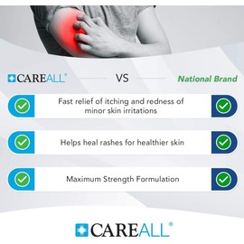 CareAll Hidrocortisona al 1%, tubo de 1 oz, crema antipicazón de máxima potencia, alivio de la picazón y el enrojecimiento causados por picaduras de insectos, eczema, psoriasis, hiedra venenosa, robl