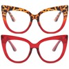 mincl Cat Eye Reading Glasses for Women,Retro Red Frame 2pack